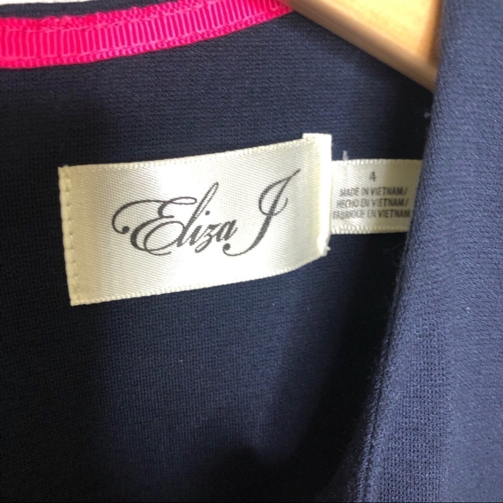 Eliza J Fit & Flare Dress Sleeveless Colorblock Size 4 Navy Blue Pink - Picture 8 of 12